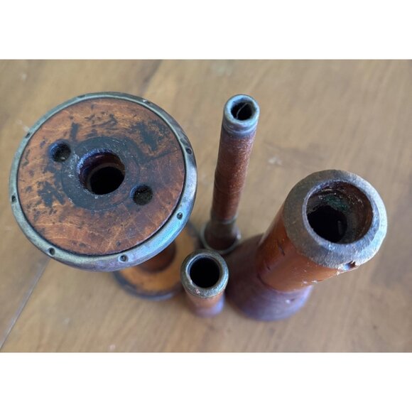 Lot 10 Vintage Wooden Thread Spools Bobbins Textile Industrial Mill Antique - Picture 7 of 9